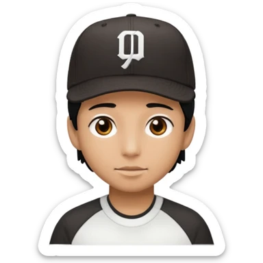 Create a person wearing a white New Era cap, with black hair and brown eyes.
 sticker