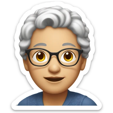 smiling young grandma with glasses indoors sticker
