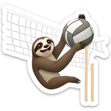 Sloth playing volleyball sticker