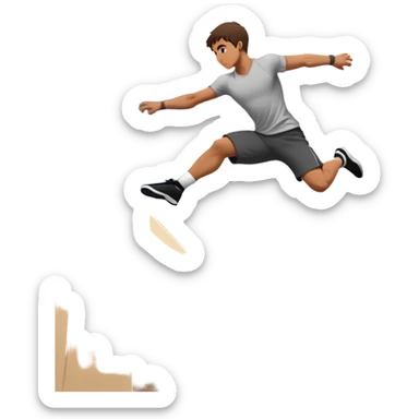 A person performing a parkour move, leaping between buildings or scaling a wall with agility and precision. The scene captures dynamic motion, showcasing strength, flexibility, and the thrill of urban acrobatics against an urban cityscape backdrop. sticker