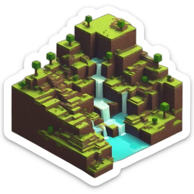 isometric-3d-nether-minecraft-landscape sticker