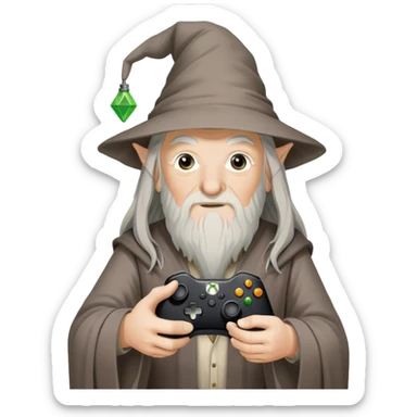 Gandalf holding Xbox controller sticker