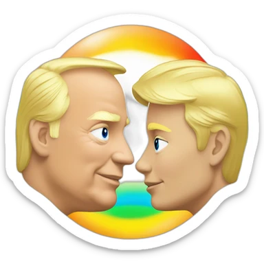trump-and-putin-kissing,-lgbtq+ friendly, positivity, inclusiveness sticker