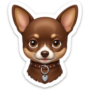 Chihuahua color chocolate, con un collar con su nombre "Charly" sticker