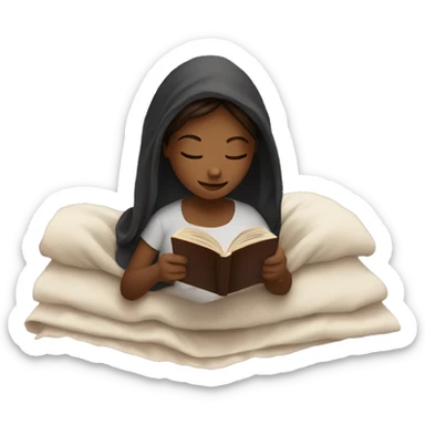 Girl reading a book under a blanket with coffee in her hands sticker