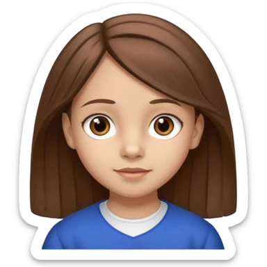 Une fille qui s’appelle Angèle aux cheveux marrons de neuf ans, qui adore les Capi, barra et aux yeux gris sticker