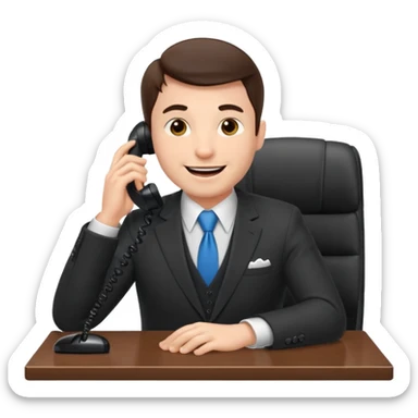 excited office boss on phone at his desk sticker