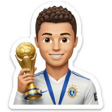 Cristiano Ronaldo holfing the champions league with noodle hair a bit longer noodle hair sticker