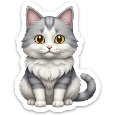 a grey and white cat sitting regally sticker