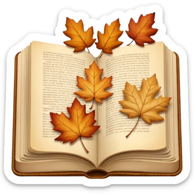 beige autumn open book with leaves on it sticker