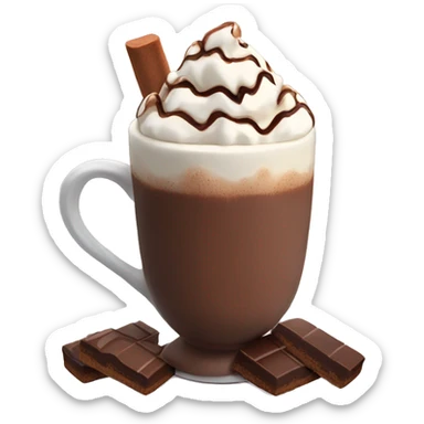 hot chocolate with cream marshmallows and chocolate on top sticker