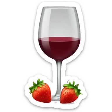 glass of wine with strawberry sticker
