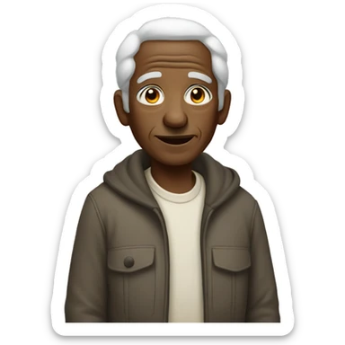 An  elderly  black  man  is  dressed  in  cotton  clothing. sticker
