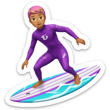 glitter surfer purple surf in wave ocean cian sticker