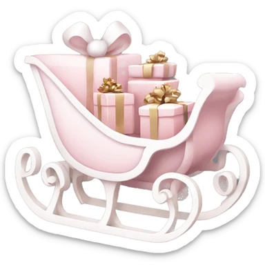 pale pink and white christma sleigh with gifts sticker