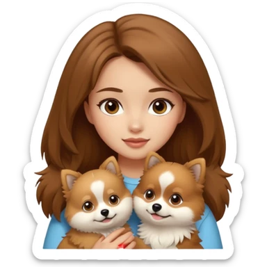 light-skinned-girl-with-brown-hair-and-brown-eyes-petting-pomeranian sticker