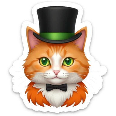 cat wearing a black top hat sticker