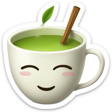 Matcha tea in a cup with a pink ribbon  sticker