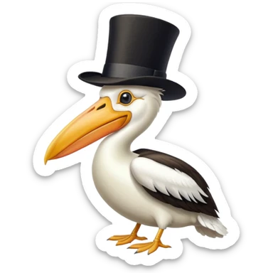 pelican in top hat sticker