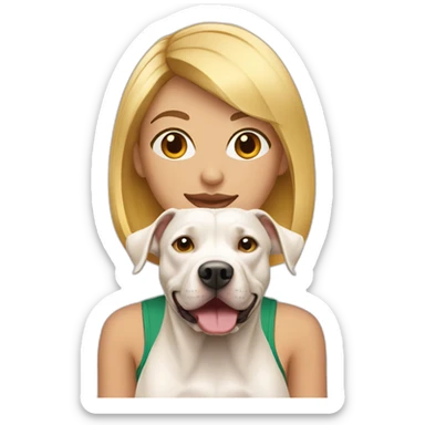 Blond lady with shoulder length bob haircut and a Pitbull dog sticker
