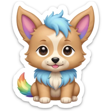 Pastel rainbow chibi cute baby doggy pointy ears  sticker