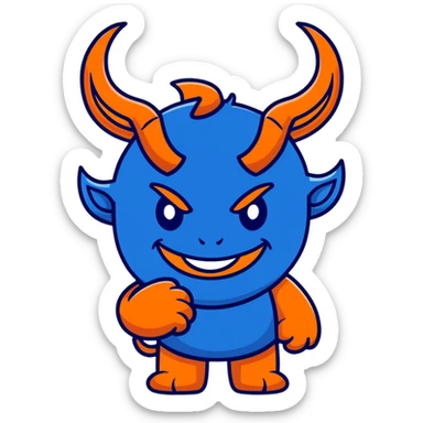 cute smiling blue devil with horns and a friendly face sticker