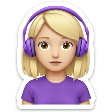 blonde girl with purple headphones and tshirt  sticker