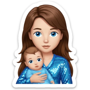 Benson Boone (b.2002), Pop Singer with blue eyes, long brown hair, baby blue sequin outfit sticker