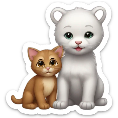 kitten and a little bear sticker