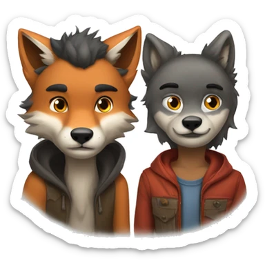 A fox and a wolf I love sticker