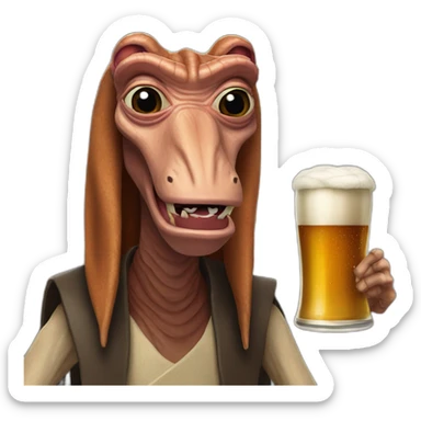 Jar jar binks With a beer  sticker
