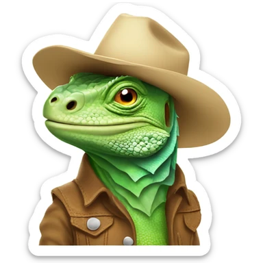 Iguana wearing cowboy hat sticker