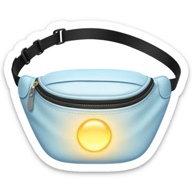 Opened bum bag, showing a bright glowing light sticker
