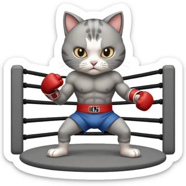 cat doing MMA fighting sticker