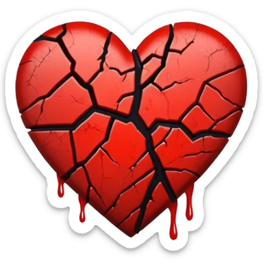 broken black heart bleeding red sticker