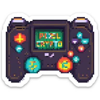 SR CRYPTO text in retro gaming pixel font sticker