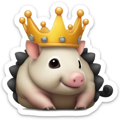 Black chubby round armadillo pig panda centipede armadillo wearing a crown sticker