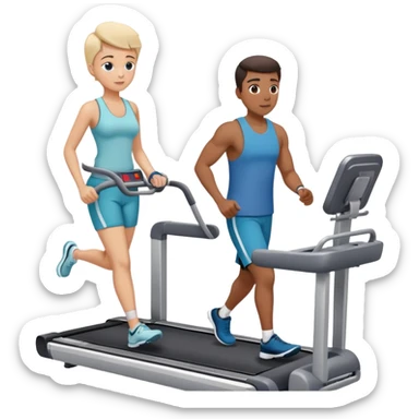 patient on a treadmill with heart monitor and a doctor supervising, representing a stress test sticker