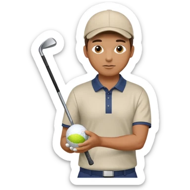 male golfer upper body holding a golf ball sticker