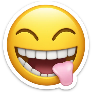 Smiley emoticon with two missing teeth in middle sticker