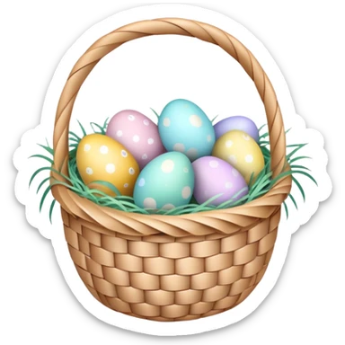 Easter basket with colorful eggs sticker