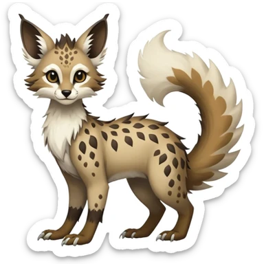 Feral Rare Fantasy Vernid-Trico-species by LiLaiRa, random markings, tufted tail, tufted ears, full body sticker