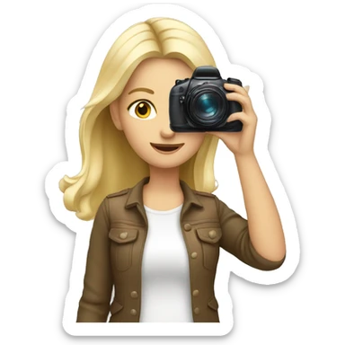 A blonde girl with a camera taking a photo sticker