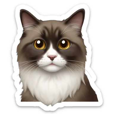 solid dark brown ragdoll cat white chin sticker