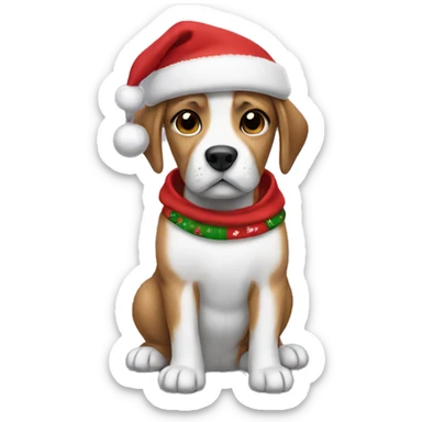 Dog wearing  christmas hoodie sticker