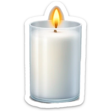 white candle burning in a glass container sticker