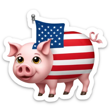 pig with usa flag sticker