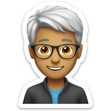 smiling boy in glasses sticker