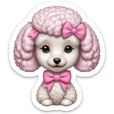 Crie um poddle com um laço rosa estilo ios sticker