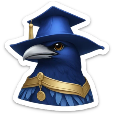 Blue Crow with alumni hat and mantle sticker